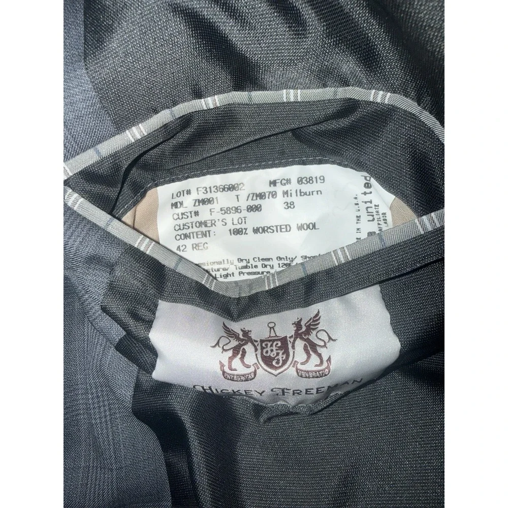 Hickey Freeman 44R Gray Glen Plaid 100% Worsted Wool Blazer 42R  Milburn USA
